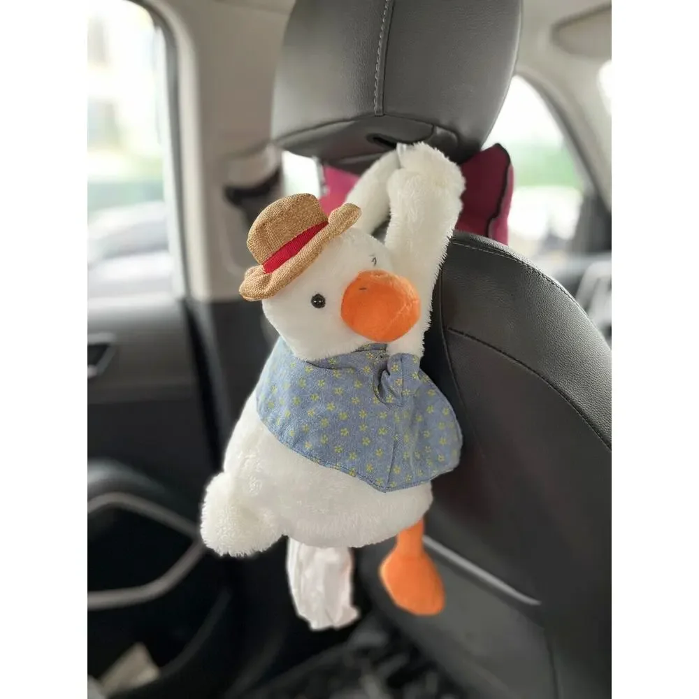Unique Plush Cartoon Tissue Holder Duck Butt Car Tissue Box Storage